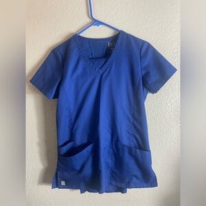 Blue V-Neck Scrub Top with Pants